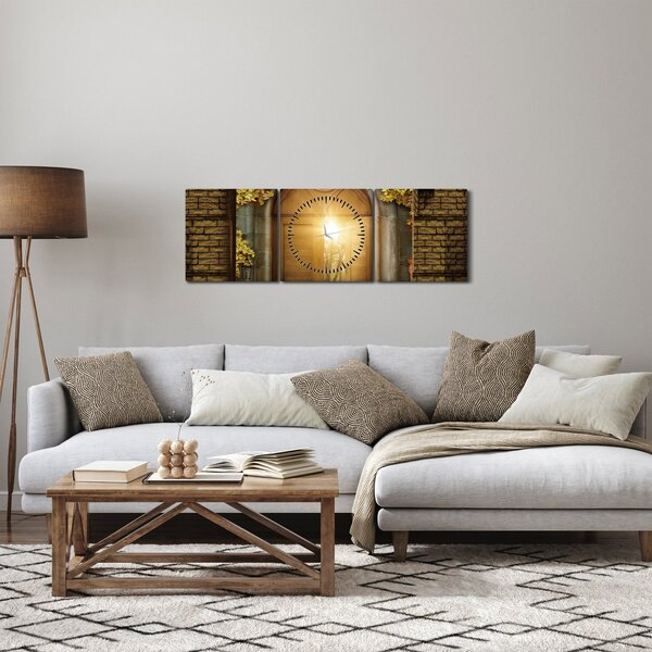Obraz - Brama w lesie (z zegarem) (90x30 cm)