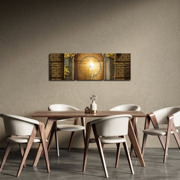 Obraz - Brama w lesie (z zegarem) (90x30 cm)