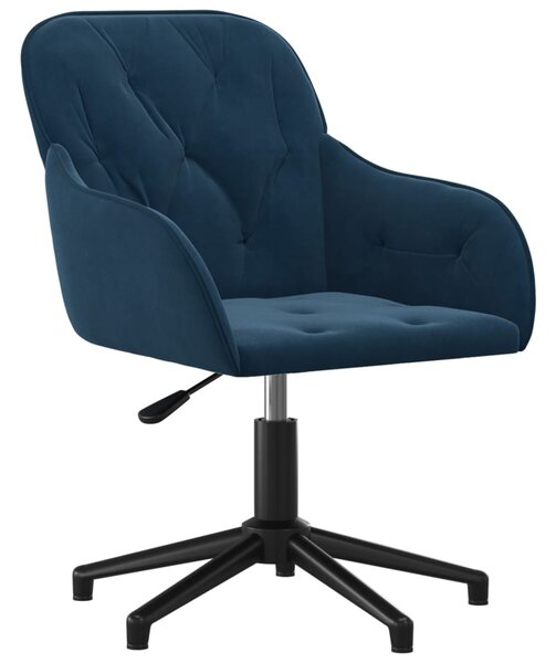 Obrotowe krzesło biurowe, niebieskie, tapicerowane aksamitem