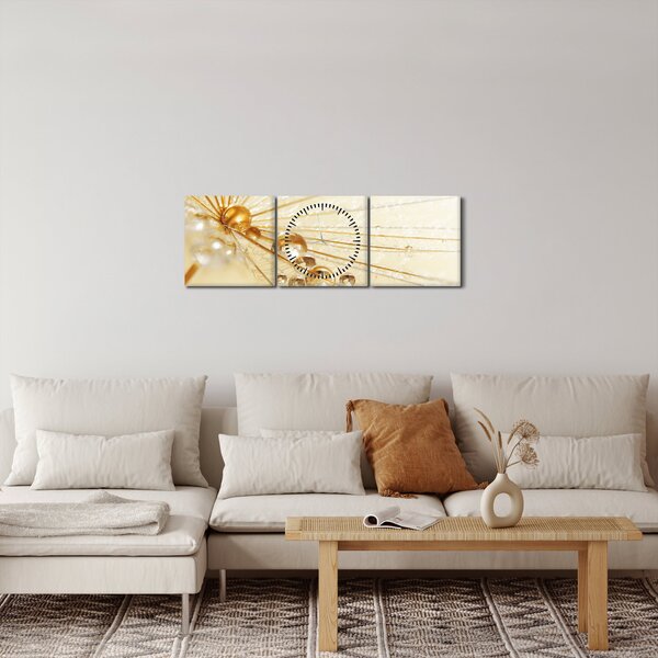 Obraz - Zdjęcie makro mniszka lekarskiego (z zegarem) (90x30 cm)