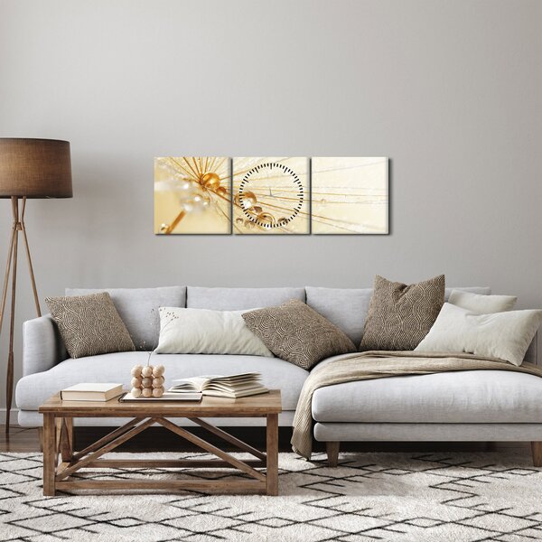 Obraz - Zdjęcie makro mniszka lekarskiego (z zegarem) (90x30 cm)