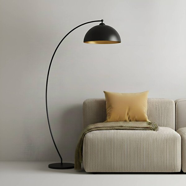 Lampa łukowa - lampa stojąca Jonera Lindby, czarny, salon / jadalnia, metal, młodzieżowy