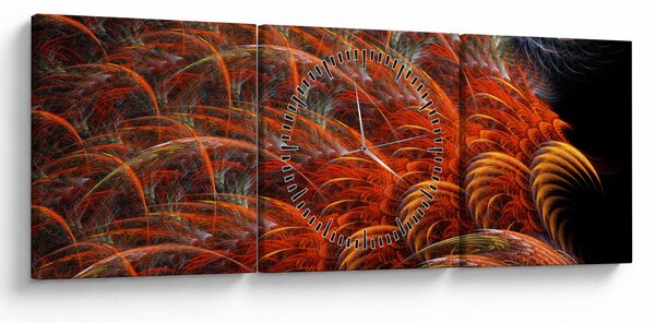 Obraz - Abstrakcyjna imitacja piór (z zegarem) (90x30 cm)