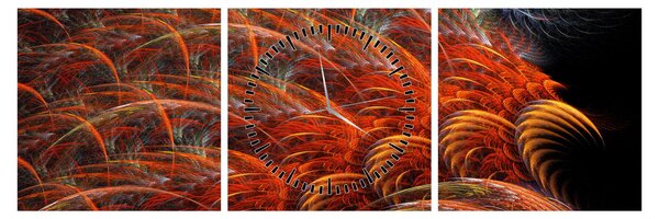 Obraz - Abstrakcyjna imitacja piór (z zegarem) (90x30 cm)