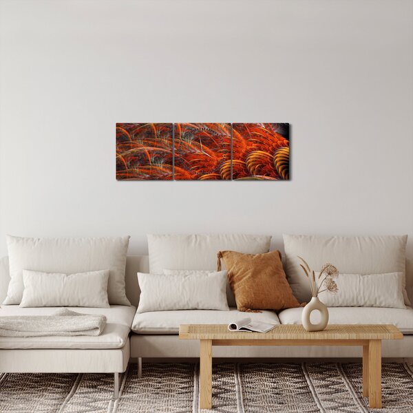 Obraz - Abstrakcyjna imitacja piór (z zegarem) (90x30 cm)