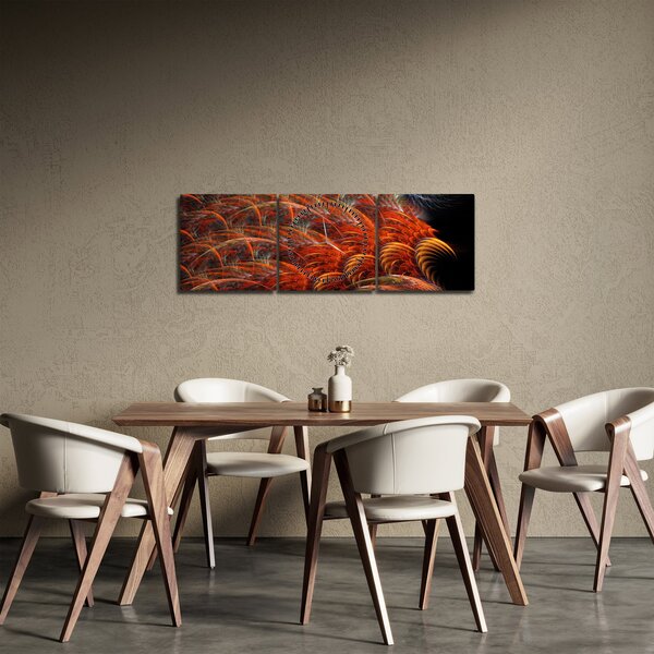 Obraz - Abstrakcyjna imitacja piór (z zegarem) (90x30 cm)