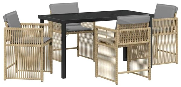 Zestaw Mebli Ogrodowych Komplet Jadalniany 5-Częściowy Beżowy Rattan Na Taras Balkon Ogród