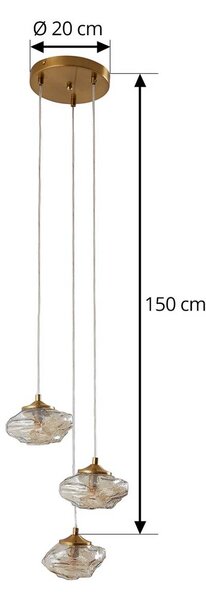 Lampa wisząca szklana Piatra Lindby, możliwość ściemniania, kremowy / amber, salon / jadalnia, szkło, nowoczesny
