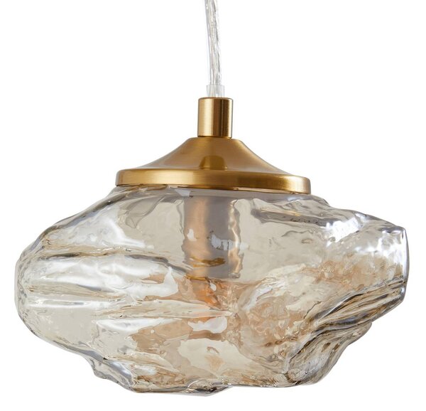 Lampa wisząca szklana Piatra Lindby, możliwość ściemniania, kremowy / amber, salon / jadalnia, szkło, nowoczesny