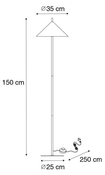 Designerska lampa podłogowa czarna - Triangolo