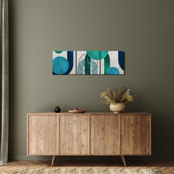 Obraz - Linie i okrągłe kształty (z zegarem) (90x30 cm)