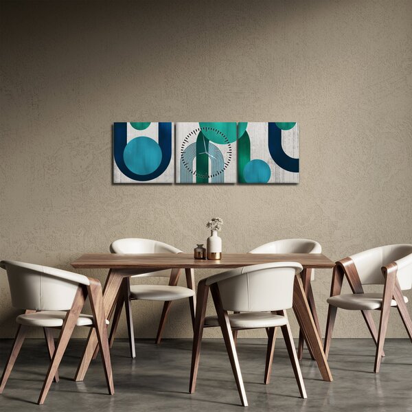 Obraz - Linie i okrągłe kształty (z zegarem) (90x30 cm)