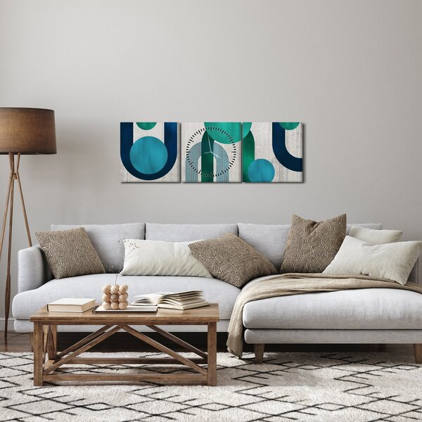Obraz - Linie i okrągłe kształty (z zegarem) (90x30 cm)