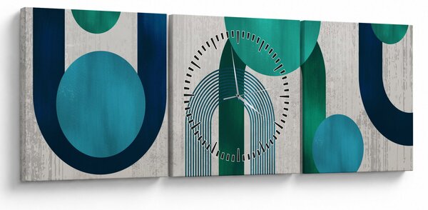 Obraz - Linie i okrągłe kształty (z zegarem) (90x30 cm)