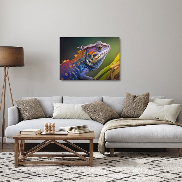 Obraz na szkle - Kolorowy legwan (70x50 cm)