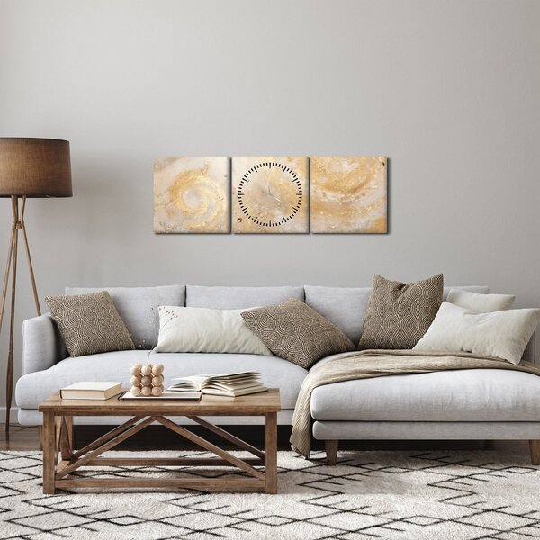 Obraz - Wzorzysta tekstura (z zegarem) (90x30 cm)