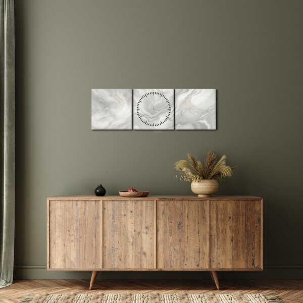 Obraz - Naturalna tekstura marmuru (z zegarem) (90x30 cm)