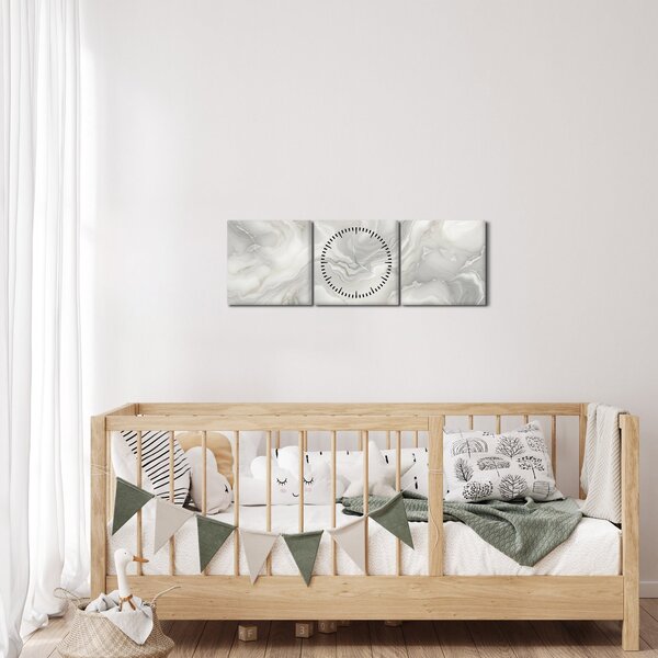 Obraz - Naturalna tekstura marmuru (z zegarem) (90x30 cm)