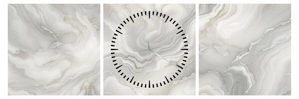 Obraz - Naturalna tekstura marmuru (z zegarem) (90x30 cm)