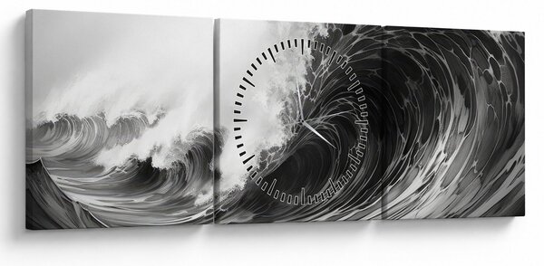 Obraz - Malowanie fal (z zegarem) (90x30 cm)
