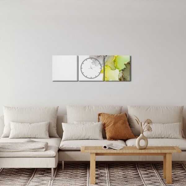 Obraz - Sztuka abstrakcyjna w tuszu (z zegarem) (90x30 cm)