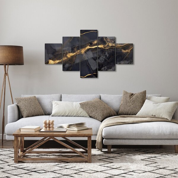 Obraz - Czarny - złoty dekor (125x70 cm)