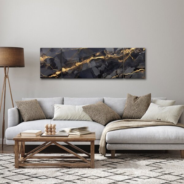 Obraz - Czarny - złoty dekor (170x50 cm)
