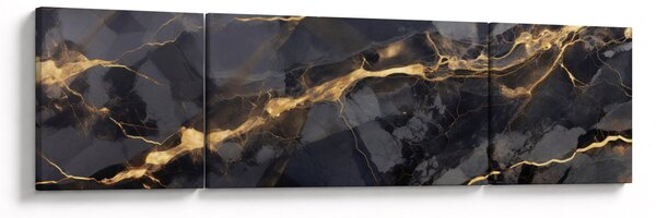Obraz - Czarny - złoty dekor (170x50 cm)