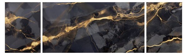 Obraz - Czarny - złoty dekor (170x50 cm)