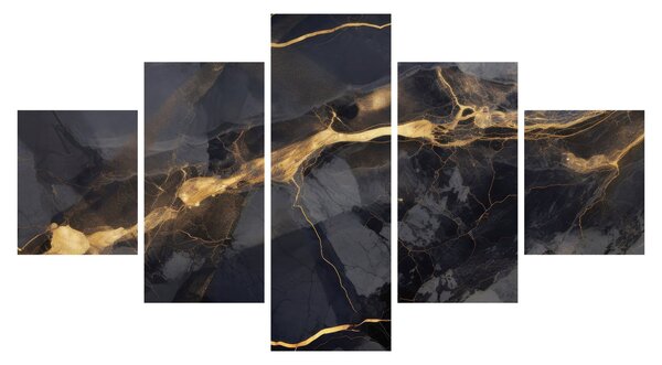 Obraz - Czarny - złoty dekor (125x70 cm)