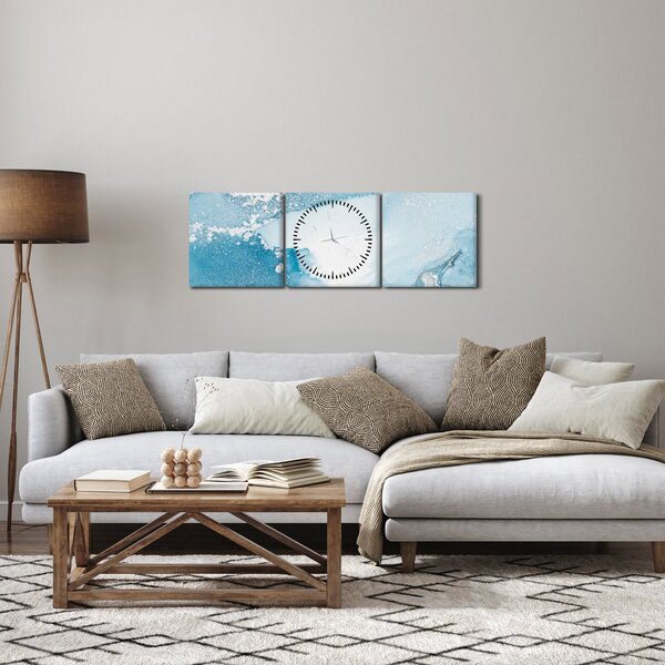 Obraz - Niebieski wystrój (z zegarem) (90x30 cm)