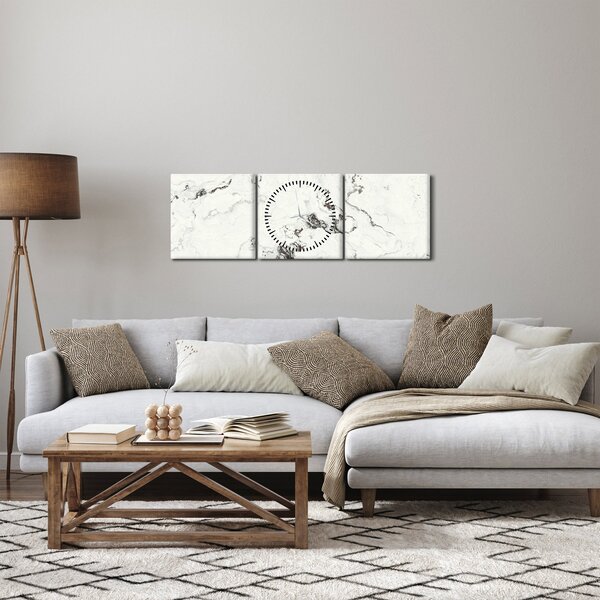 Obraz - Biały marmur (z zegarem) (90x30 cm)