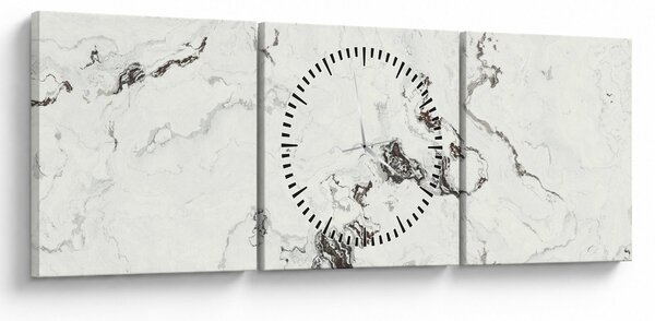 Obraz - Biały marmur (z zegarem) (90x30 cm)