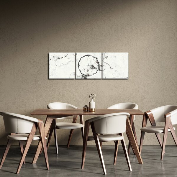 Obraz - Biały marmur (z zegarem) (90x30 cm)