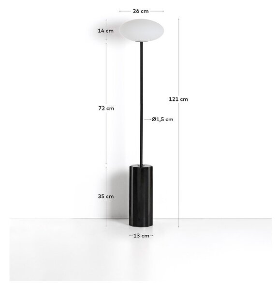 Biała/czarna lampa stojąca ze szklanym kloszem (wysokość 120 cm) Idela – Kave Home
