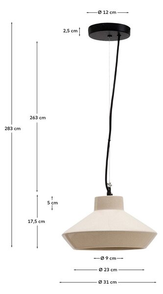 Beżowa lampa wisząca z ceramicznym kloszem ø 31 cm Portol – Kave Home
