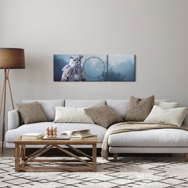 Obraz - Sowa śnieżna (z zegarem) (90x30 cm)