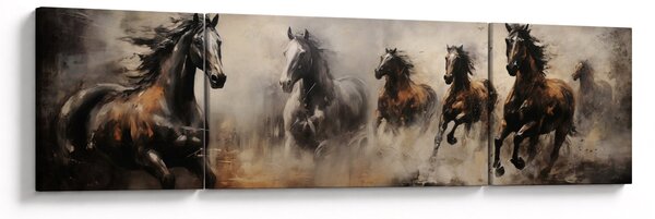 Obraz - Obraz olejny przedstawiający konie (170x50 cm)
