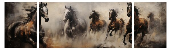 Obraz - Obraz olejny przedstawiający konie (170x50 cm)