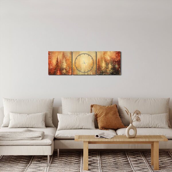 Obraz - Malowanie lasów (z zegarem) (90x30 cm)