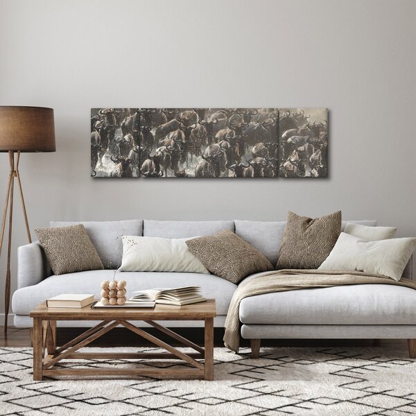 Obraz - Stado antylop gnu (170x50 cm)