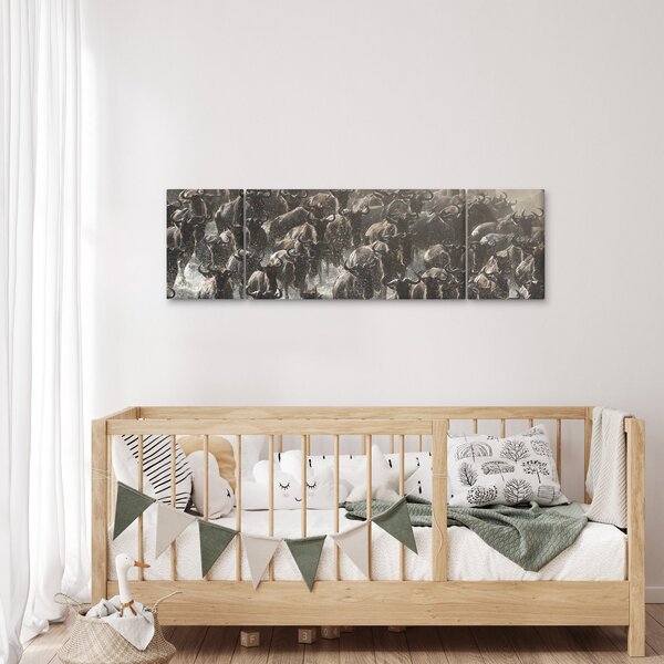 Obraz - Stado antylop gnu (170x50 cm)