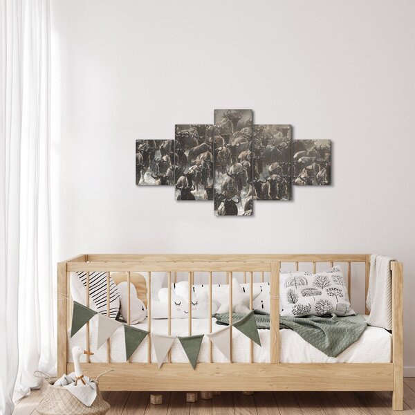 Obraz - Stado antylop gnu (125x70 cm)