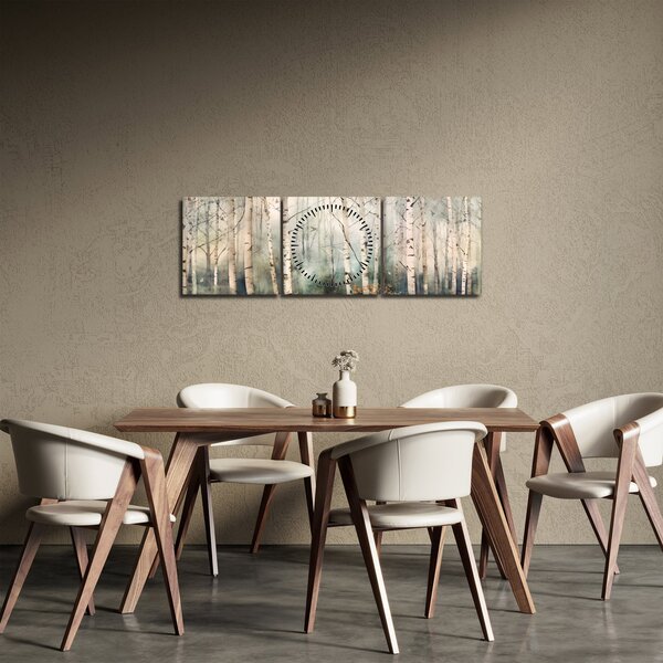 Obraz - Rysowanie wzoru lasu (z zegarem) (90x30 cm)
