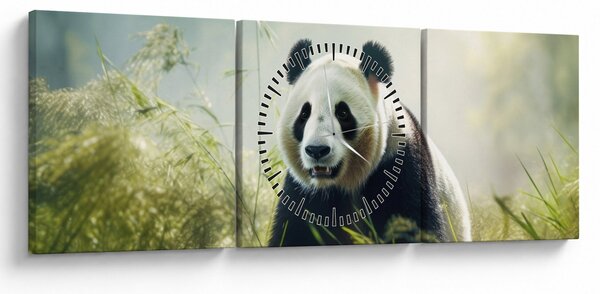 Obraz - Panda (z zegarem) (90x30 cm)