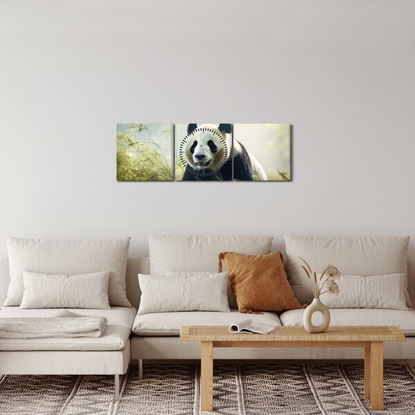 Obraz - Panda (z zegarem) (90x30 cm)