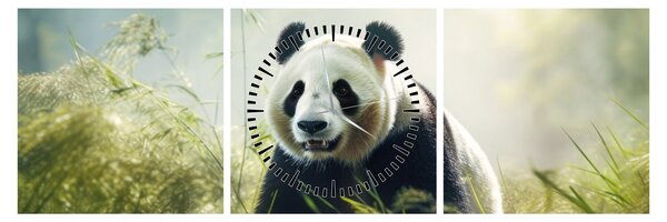 Obraz - Panda (z zegarem) (90x30 cm)