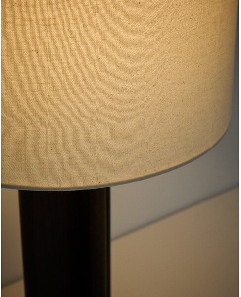 Biała/ciemnobrązowa lampa stołowa z litego drewna kauczukowego z tekstylnym kloszem (wysokość 48 cm) Niani – Kave Home