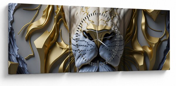 Obraz - Głowa Lwa (z zegarem) (90x30 cm)