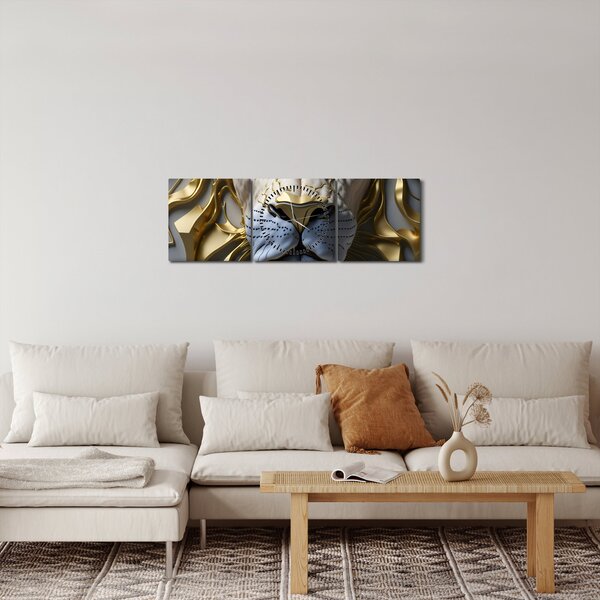 Obraz - Głowa Lwa (z zegarem) (90x30 cm)